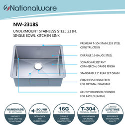 Undermount Stainless Steel 23 in. Single Bowl Kitchen Sink - Kitchen Sinks