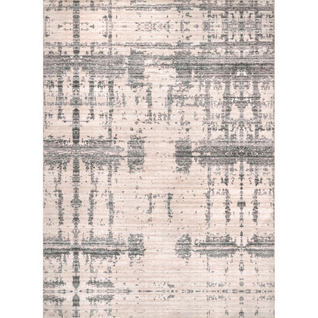 Nuloom Abstract Washable Contemporary Vintage Area Rug, Grey 5'x8'