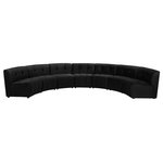 Meridian Furniture - Limitless Velvet Upholstered 7-Piece Modular Sectional, Black - Invest in your home's comfort with this Limitless 7 Piece Sectional. This modular unit offers tons of flexibility in the number of ways that you can put each piece in the Limitless collection together to get the ideal customized look. Upholstered in black velvet, this beautiful piece is soft and cool to the touch, so you can feel comfortable from every angle. Button and channel tufting add to this unit's upscale look and contemporary charm.