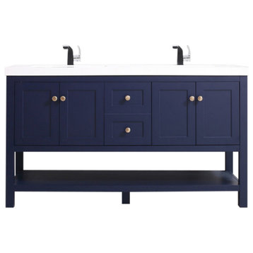Josie 60" Double Bathroom Vanity Set, Blue