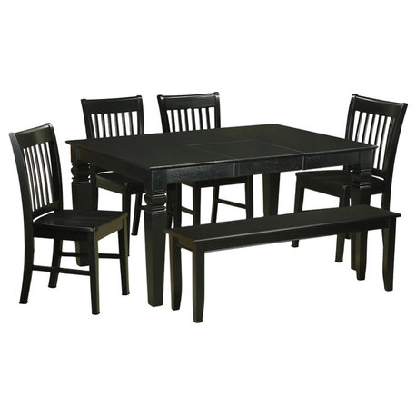 6-Piece Kitchen Dinette Set, Table and 4 Chairs and Bench