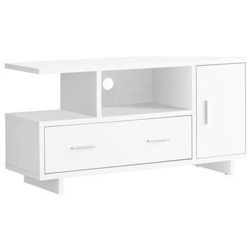 15.5" x 47.25" x 23.75" White Particle Board Hollow Core TV Stand With Storage