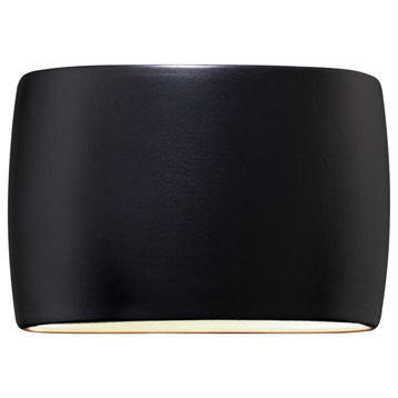 Ambiance Large Wide Oval Open Top/Bottom Wall Sconce, Matte Black, E26