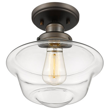 Retro Inspired 1 Light Ceiling Mount Lighting With Clear School House Glass