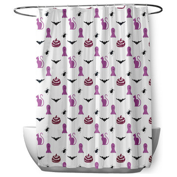 70"Wx73"L Halloween Halloween Critters Shower Curtain, Orchid
