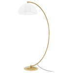 Hudson Valley Lighting - Montague 1-Light Floor Lamp, Aged Brass Frame, White Shade - A simple silhouette and natural materials bring Montague to life. A long, curved arm wrapped in rattan sprouts from an aged brass base and reaches over six-and-a-half feet into the air. Bright light is cast down from the white linen dome shade and also glows softly through it.