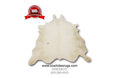 Full White Cowhide - 1 in 4000 - 7.5 ft x 6.5 ft - Natural - Genuine Cowhide