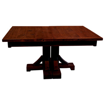 Barnwood Style Timber Peg Pedestal Extension Table, Michael's Cherry, 4-Leaf 42" X 90"