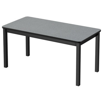 Correll LR Series 29x36" Traditional Wood Library Table in Gray/Montana Granite