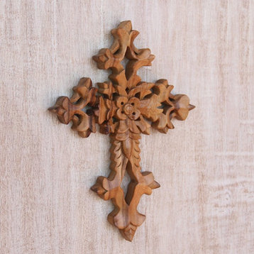 Faith Blooms Wood Wall Cross