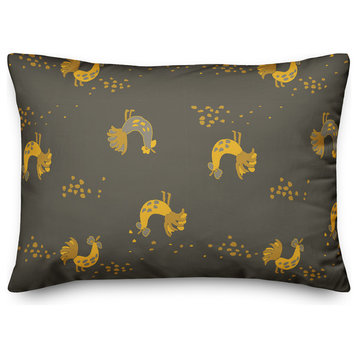 Rooster Pattern in Yellow Throw Pillow