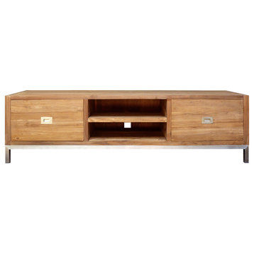 Recycled Teak Wood Stella Media Center With 2 Drawers