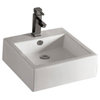 Isabella Square Wall Mount Basin With Overflow, Single Faucet Hole