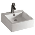 Whitehaus - Isabella Square Wall Mount Basin With Overflow, Single Faucet Hole - Isabella Square Wall Mount Basin With Overflow, Single Faucet Hole And Rear Center Drain