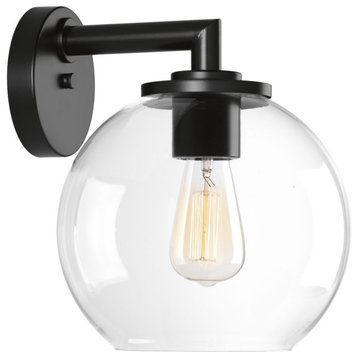 Progress Globe Lanterns 1-Light Outdoor 9" Glass Globe Lantern, Black