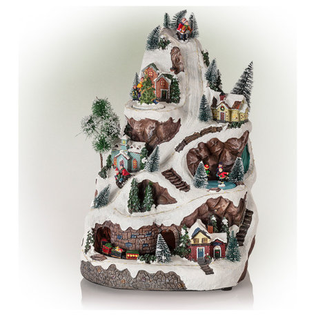 18"H Indoor Animated Winter Wonderland Set with LED Lights and Music