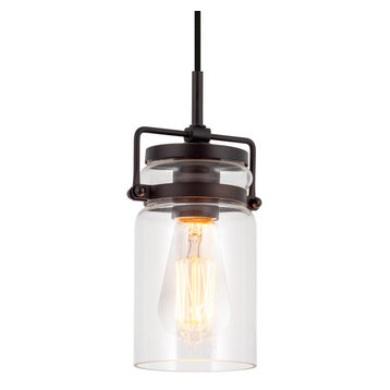 Kira Home Wyer 8" / Farmhouse Pendant Light, Glass Cylinder Shade, Dimmable