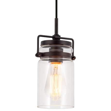 Kira Home Wyer 8" / Farmhouse Pendant Light, Glass Cylinder Shade, Dimmable