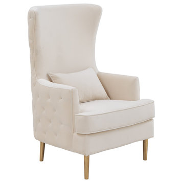 Alina Cream Tall Tufted Back Chair - Cream