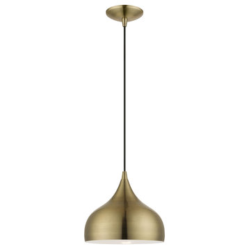 Livex Lighting 1 Light Antique Brass Pendant