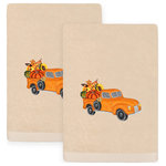 Linum Home Textiles - Linum Home Textiles Autumn Truck Hand Towels, Set of 2 - Bring a joyful autumn spirit to your decorations with colorful, embroidered hand towels for your guest bath. These AUTUMN TRUCK towels feature a lustrous antique truck with an intricately detailed seasonal harvest in the back. These special & luxurious autumn towels are made of the finest 100% Turkish cotton for maximum softness and absorbency. The AUTUMN TRUCK towels will add a nostalgic mood to your festivities and make a great gift!