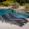 Brianna Outdoor Transitional Folding Wicker Chaise Lounge (Set of 2)