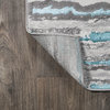 Batten Modern Stripe Area Rug, Gray/Turquoise, 2'x8'