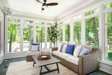 Inspiration for a transitional sunroom in Charlotte.