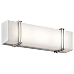 Kichler - LED Linear Bath Light, Chrome, 18" - Impello 18 inch LED Linear Bath Light gives your bathroom a bold statement. The subtle metallic bars help to accent the Chrome finish and the rectangular light; which can be installed either vertically or horizontally. The LED illuminates your bathroom beautifully.