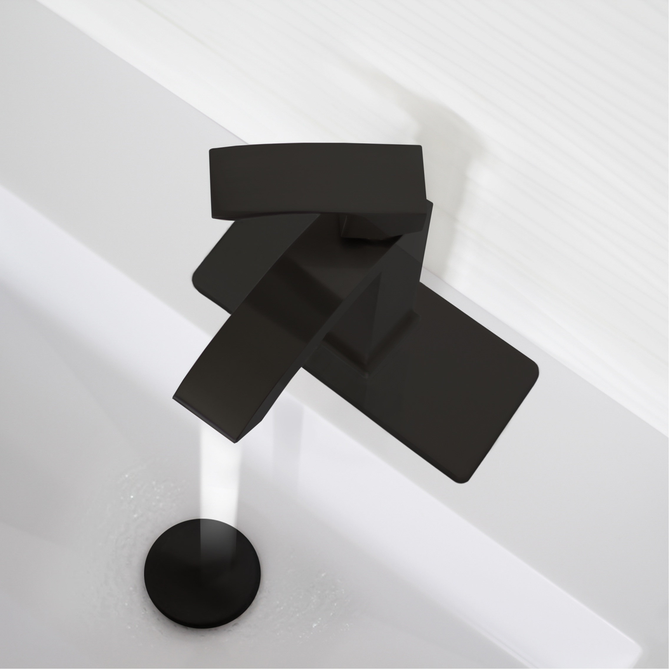 STYLISH 6 1/8" Matte Black Bathroom Square Deck Plate