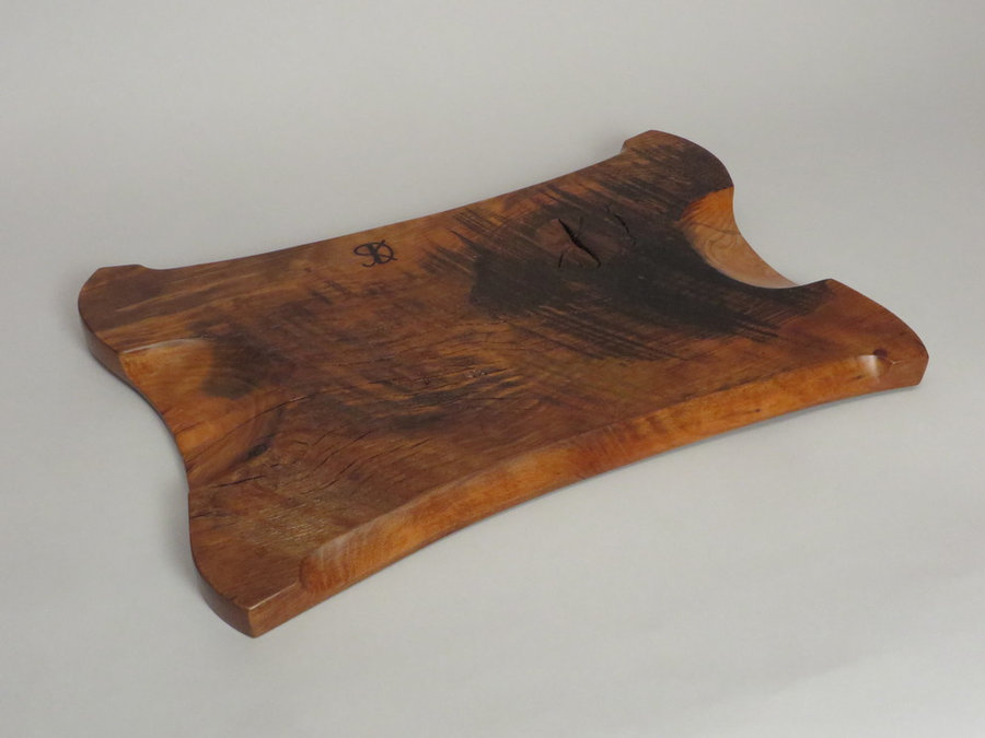 #15035 Rear Detail. Hand-Carved Serving Tray. Reclaimed American Beech
