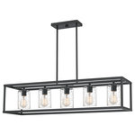 Quoizel - Quoizel New Harbor Five Light Linear Chandelier NHR3538OZ - Five Light Linear Chandelier from New Harbor collection in Old Bronze finish. Number of Bulbs 5. Max Wattage 100.00 . No bulbs included. With slightly nautical elements, the New Harbor chandelier radiates warmth and coastal style specially designed for outdoor use. Featuring five clear seeded glass shades, New Harbor reflects abundant light, whether above an outdoor dining space or illuminating a front porch alcove. No UL Availability at this time.