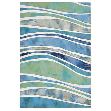 Trans Ocean Visions Iii Wave 3126/04 Striped Outdoor Rug, Ocean, 5'0"x8'0"