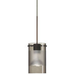Besa Lighting - Besa Lighting 1XT-6524ES-BR Scope - One Light Cord Pendant - Our Smoke/Frost glass is a colored transparent borosilicate glass, with a frosting carefully applied to conceal the light source. The glow has an edgy display that exudes an energetic mood, while the frost glows brightly from the lamping. When lit this gives off a light that is functional and vibrant. This handcrafted glass uses a process where every glass is consistently produced using an extrusion, keeping variations to a minimum. The 12V cord pendant fixture is equipped with a 10' braided coaxial cord with teflon jacket and a low profile flat monopoint canopy. These stylish and functional luminaries are offered in a beautiful brushed Bronze finish.  Canopy Included: TRUE  Shade Included: TRUE  Cord Length: 120.00  Canopy Diameter: 5 x 5 x 0 Dimable: TRUE  Eco-Friendly: TRUEScope One Light Cord Pendant Bronze Smoke/Frost Glass *UL Approved: YES *Energy Star Qualified: n/a  *ADA Certified: n/a  *Number of Lights: Lamp: 1-*Wattage:50w MR16 Halogen bulb(s) *Bulb Included:Yes *Bulb Type:MR16 Halogen *Finish Type:Bronze