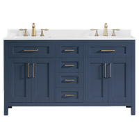 OVE Decors Tahoe 60" Vanity, Midnight Blue With White Cultured Marble Top