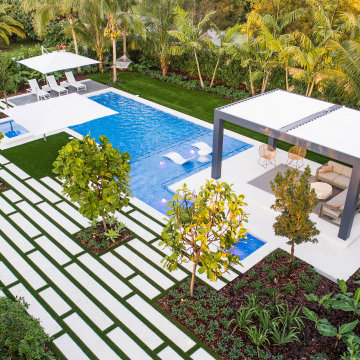 New Pool & Spa with Custom Landscaping in Cooper City