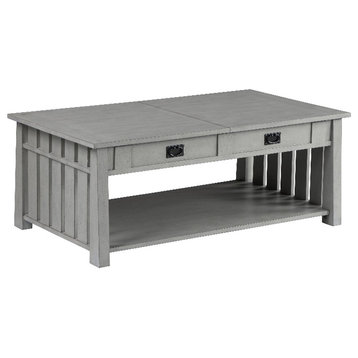 Furniture of America Elm Wood Coffee Table With Hidden Lift Shelf in Gray