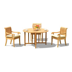 4-Piece Teak Set, 48" Butterfly Table, 3 Giva Chairs, Sunbrella Cushion, Spa