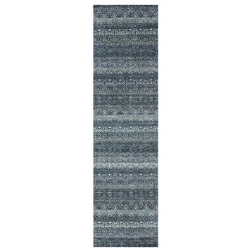 Hale Navy Gray Kohinoor Plush Wool Hand Knotted Runner Oriental Rug 2'7"x10'1"