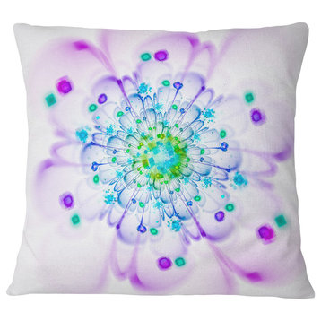 Simple Purple Blue Fractal Flower Floral Throw Pillow, 18"x18"