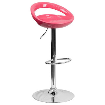 Flash Furniture Contemporary Pink Plastic Adjustable H Bar Stool