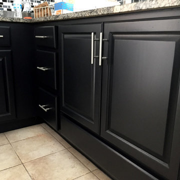 Oak cabinets refinished to espresso