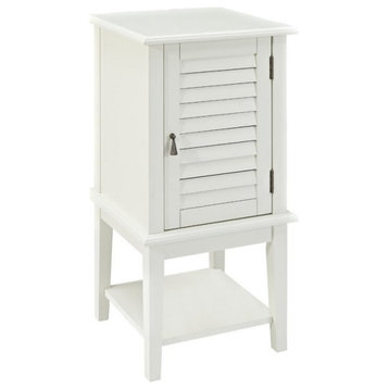 Linon Shutter Wood End Table with Storage in White
