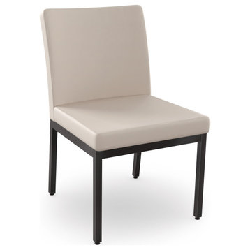 Amisco Perry Dining Chair, Cream Faux Leather / Dark Brown Metal