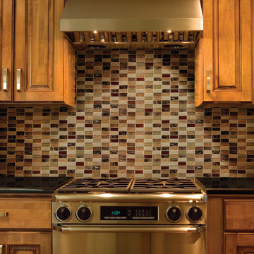 glass and ceramic tile backsplash