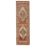 Jaipur Living - Vibe by Jaipur Living Constanza Medallion Blush/Gray Area Rug, 2'6"x8' - Inspired by the vintage perfection of sun-bathed Turkish designs, the Myriad collection is warm and inviting with faded yet moody hues. The Constanza rug boasts a perfectly distressed tribal medallion in rosy, neutral tones of dusty pink, tan, and gray with ivory fringe trim for added texture and antique allure. This power-loomed rug features a plush and durable blend of polyester and polypropylene, lending the ideal accent to high-traffic spaces.