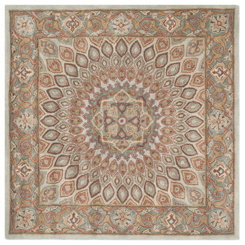 Safavieh Heritage Collection HG914 Rug, Blue/Grey, 7' Square
