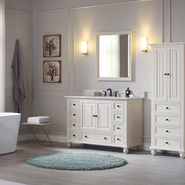Avanity Thompson 49 in. Vanity Combo in French White finish with Carrera White