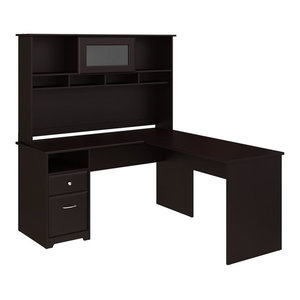 Bush Furniture Cabot L Shaped Computer Desk In Espresso Oak