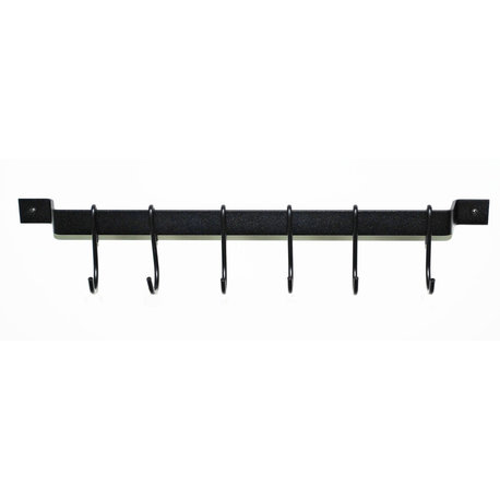 Rogar 18" Kitchen Bar Rack, Hammered Steel or Black, Black
